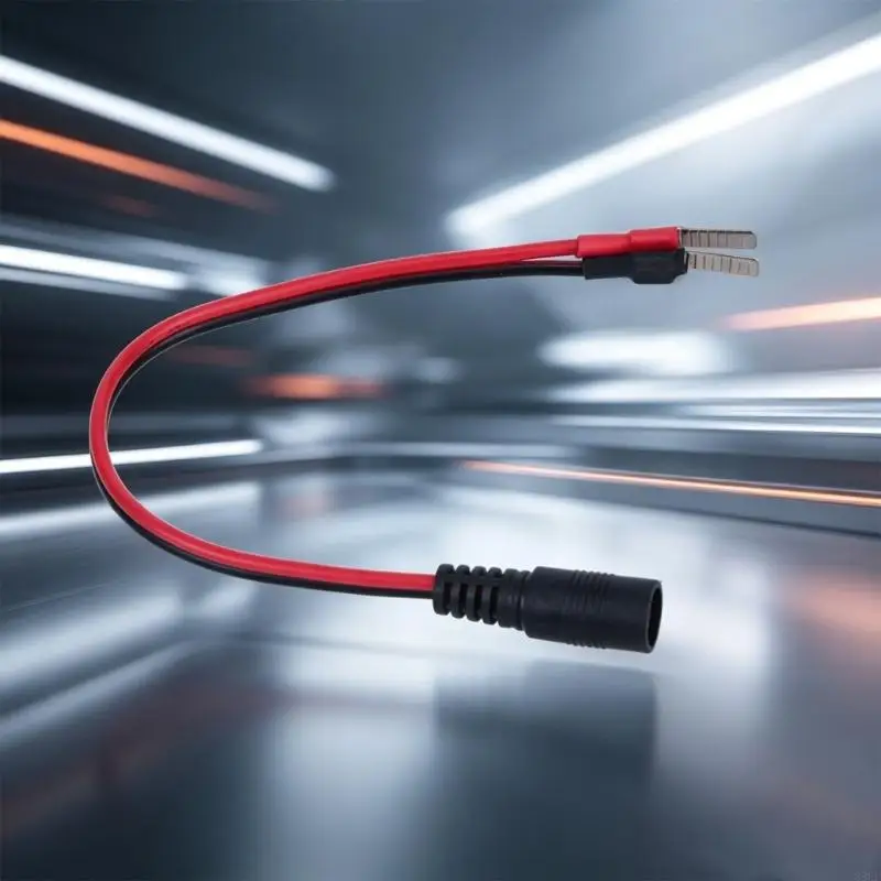 DC5.5X2.1Mm Female to C45 Tab Terminals Charging Cable for Battery Charging Setups, 22Cm Adapters Leads with Redness Black