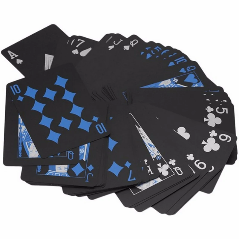 Juego de cartas de póker para niños, juego de mesa de PVC, resistente al agua, color azul y blanco