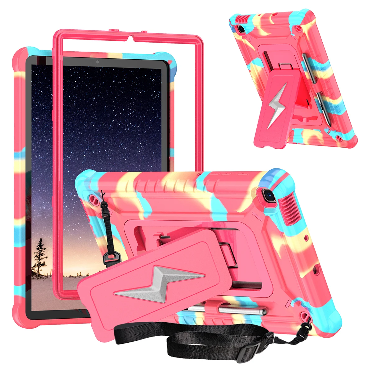 Tablet Case For Samsung Galaxy Tab S6 Lite (2024) P620 P625 / (2022) P613 P619 / (2020) P610 PC + Silicone Cover with Strap - Ca