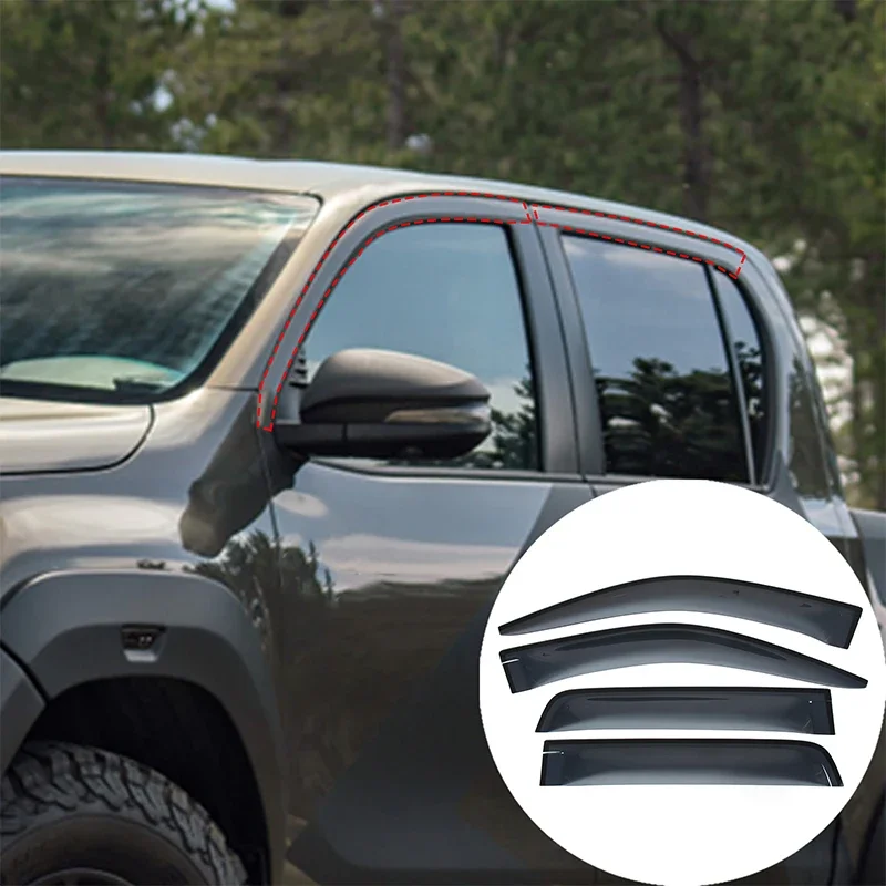 4 PCS Window Visor For Toyota Hilux 2022 High Quality ABS Black Sun Rain Guard Deflector Windshield Accessories