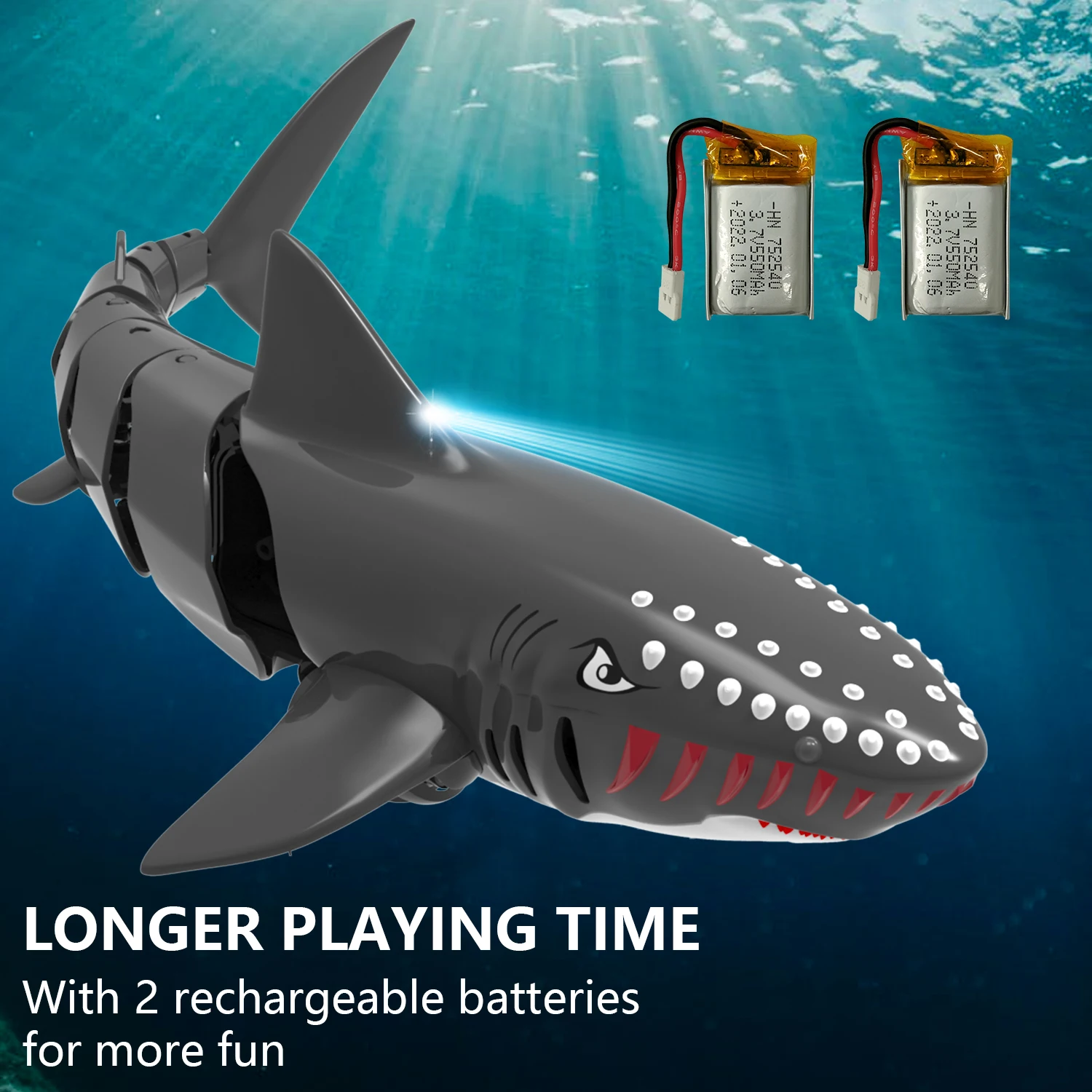 VOLANTEXRC RC Shark Toys 2.4Ghz 1:18 Scale High Simulation Remote Control Shark Swimming Pool Toy With 2 Batteries For Kids