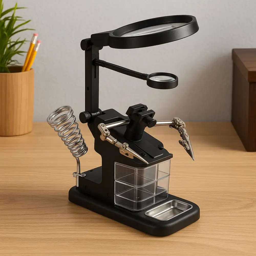 

3X/4.5X/25X Lens Phone Repair Tool 10 LED Light Auxiliary Clip LED Magnifier Fixed Holder Stable Base Magnifying Glass