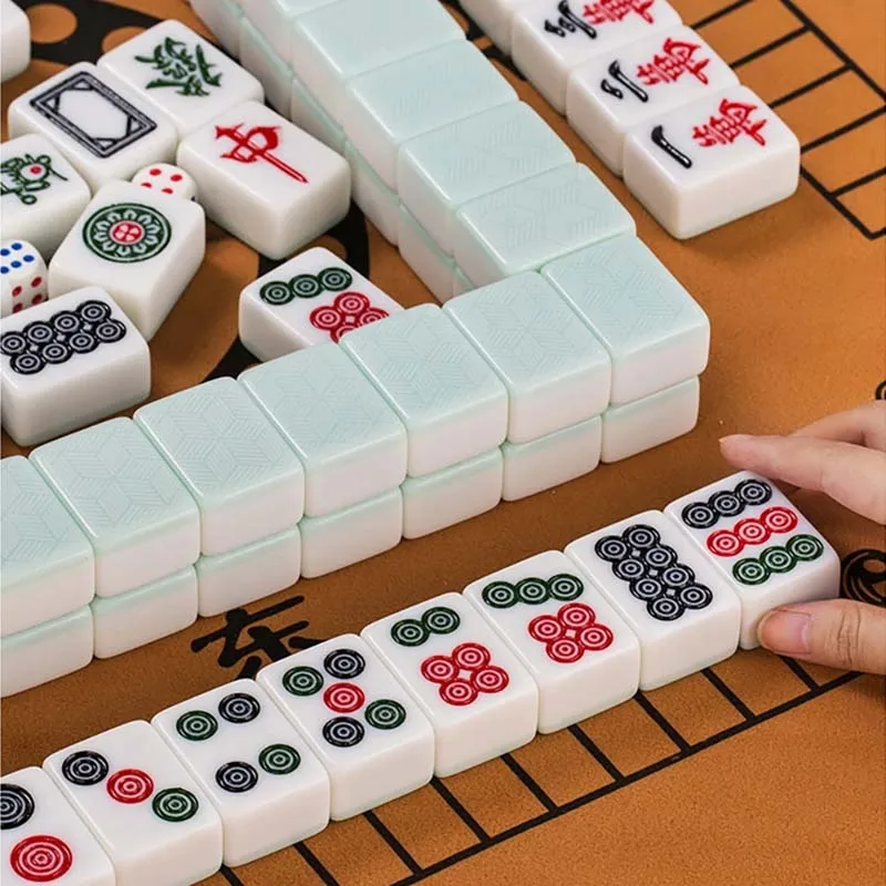 

40mm Mahjong Set High Quality Mahjong Games Home Games 144pcs Mahjong Tiles Chinese Funny Family Table Board Game