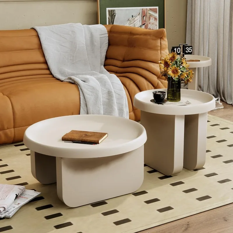 Multi-function Round Coffee Table, Modern Coffee Tables,Metal Round Center Table,Unique Circle Coffee Table for Living Room