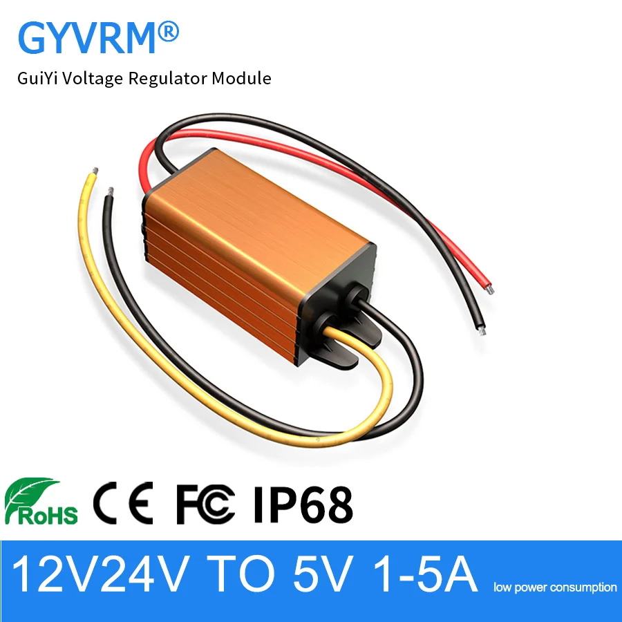 

DC DC Low Power Consumption 12V to 5V Converter 24V to 5V 1A2A3A4A5A Buck Model High Temperature Resistant Gold Aluminum Shell