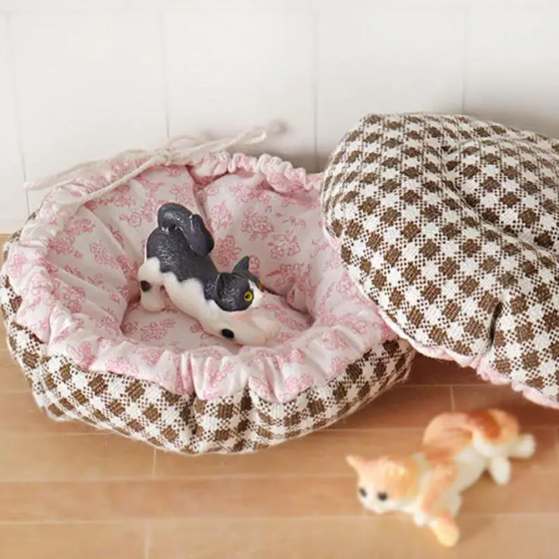 1 Stuks Poppenhuis Woonkamer Huisdier Decoratie 1/12 Poppenhuis Simulatie Mini Kattenbed Model Verstelbare Mat Micro Scène Bouwaccessoires