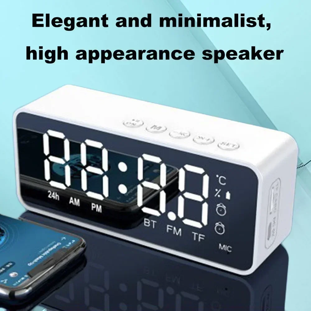 Minialtavoz G50 con Bluetooth, receptor K, instrucción de voz con FM, tarjeta, espejo, despertador, Audio inalámbrico