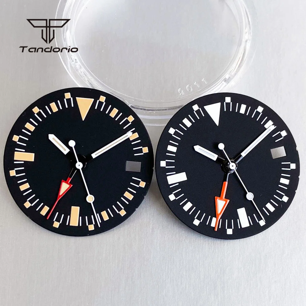 Fit for NH34 GMT Automatic Watch 29mm Dial Hands Set Black Face Date Window Men Wristwatch Accessories Mod Spare Parts Luminous