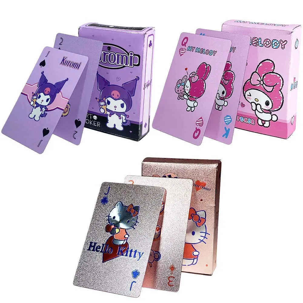 

Sanrio Playing Cards Kawaii Cartoon Kuromi Hello Kitty Kids Playing Hobby Collectibles Card Games Toy Deck Collection