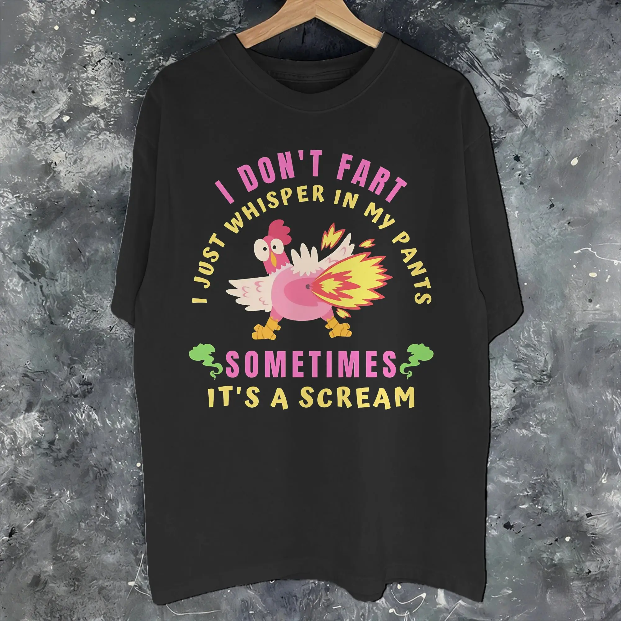 Graphic Printed Don't Scare Me I Fart Easily Funny Sarcasm Funny Chicken T Shirt for Men Women Tee Shirt Short Sleeve Clothing