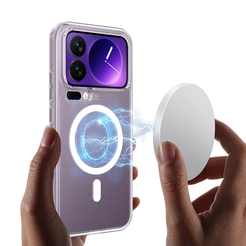 

For Xiaomi 17 Pro Max , 17 Pro Magnetic Case ELVEV Anti-drop TPU Hard PC Transparent Suction Phone Cover