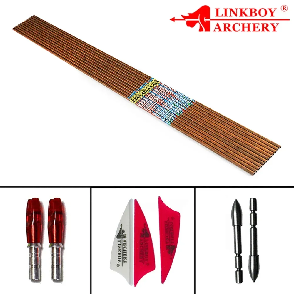 

12 шт Linkboy углеродные стрелы Sp500 700 800 ID4.2MM Деревянная Кожа DIY аксессуары Рекурсивный лук Longbow стрелы Охота