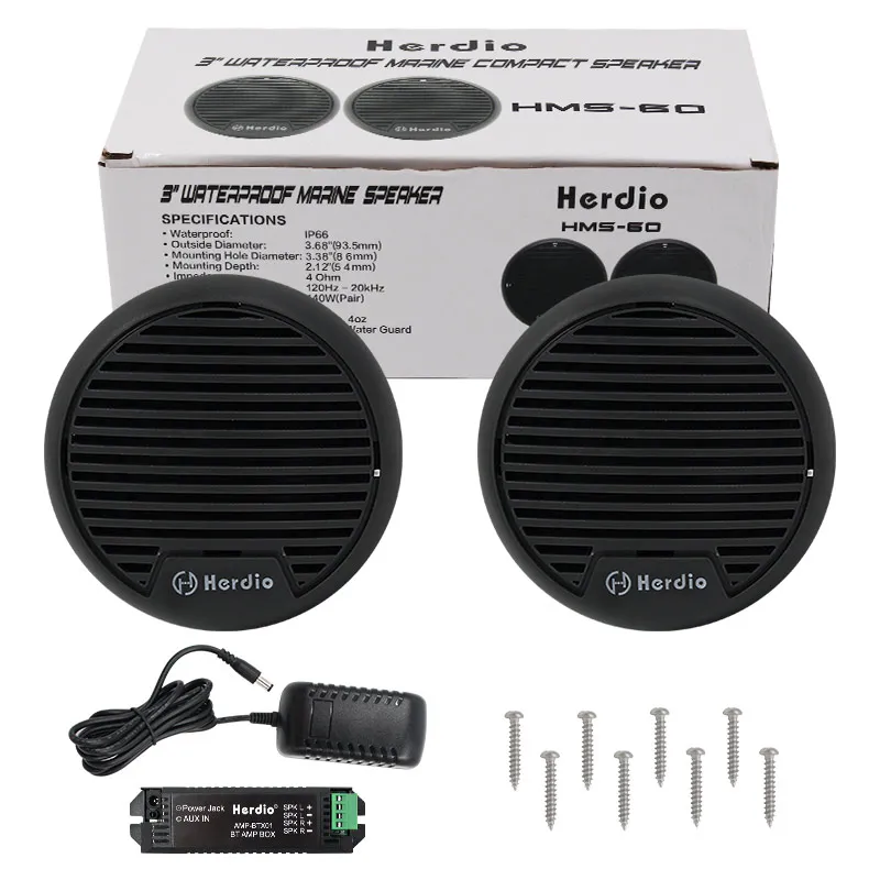 

Herdio 3'' 140W Boat Waterproof Bluetooth Marine Speakers Audio Stereo System For ATV UTV Yacht Outdoor Motorcycle Golf Carts