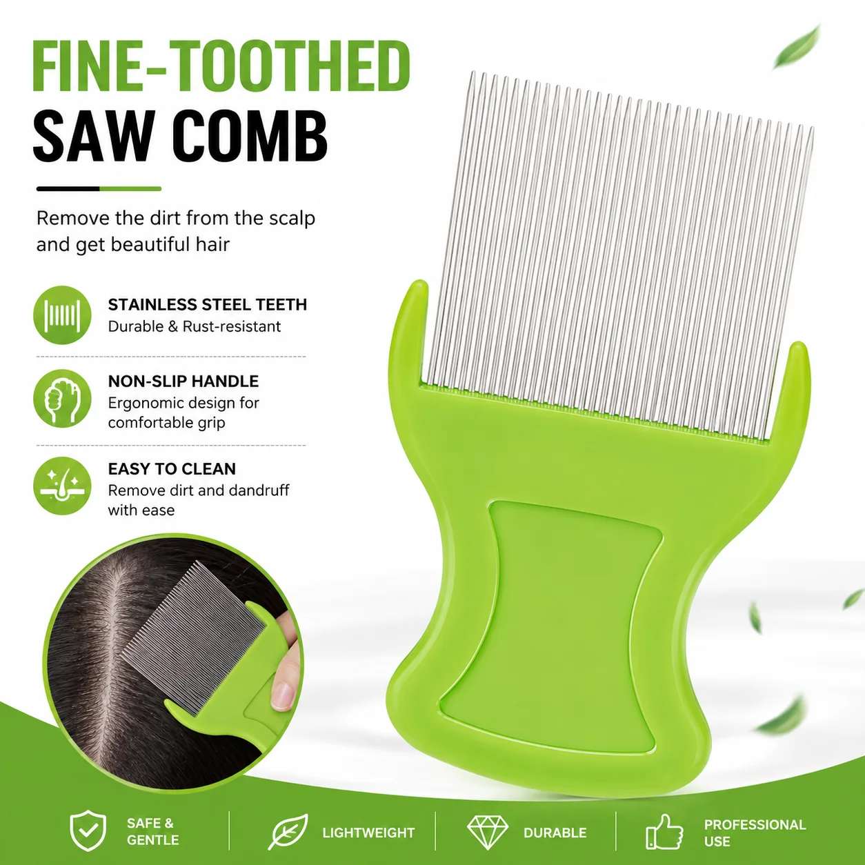 Stainless Steel Kids Lice Comb Wash Hair Brush Extra Fine Teeth for Lice and Nits Removal, Anti Headlice Nit Free Hair Tool