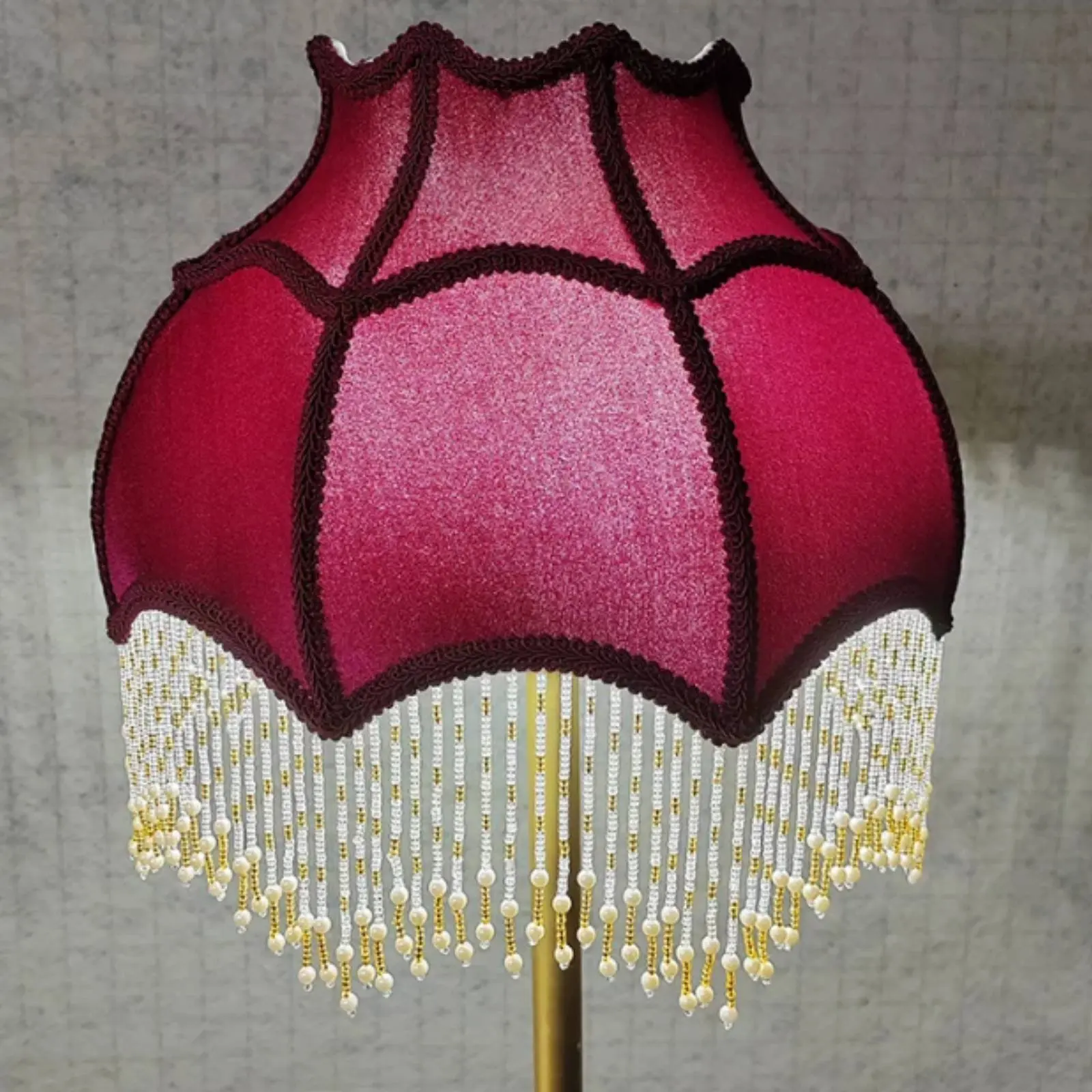 Beaded Tassel Lampshade French Design Velvet Lampshade Beaded Fringe Shade Deep Burgundy Fringed Lamp Shade Ornate