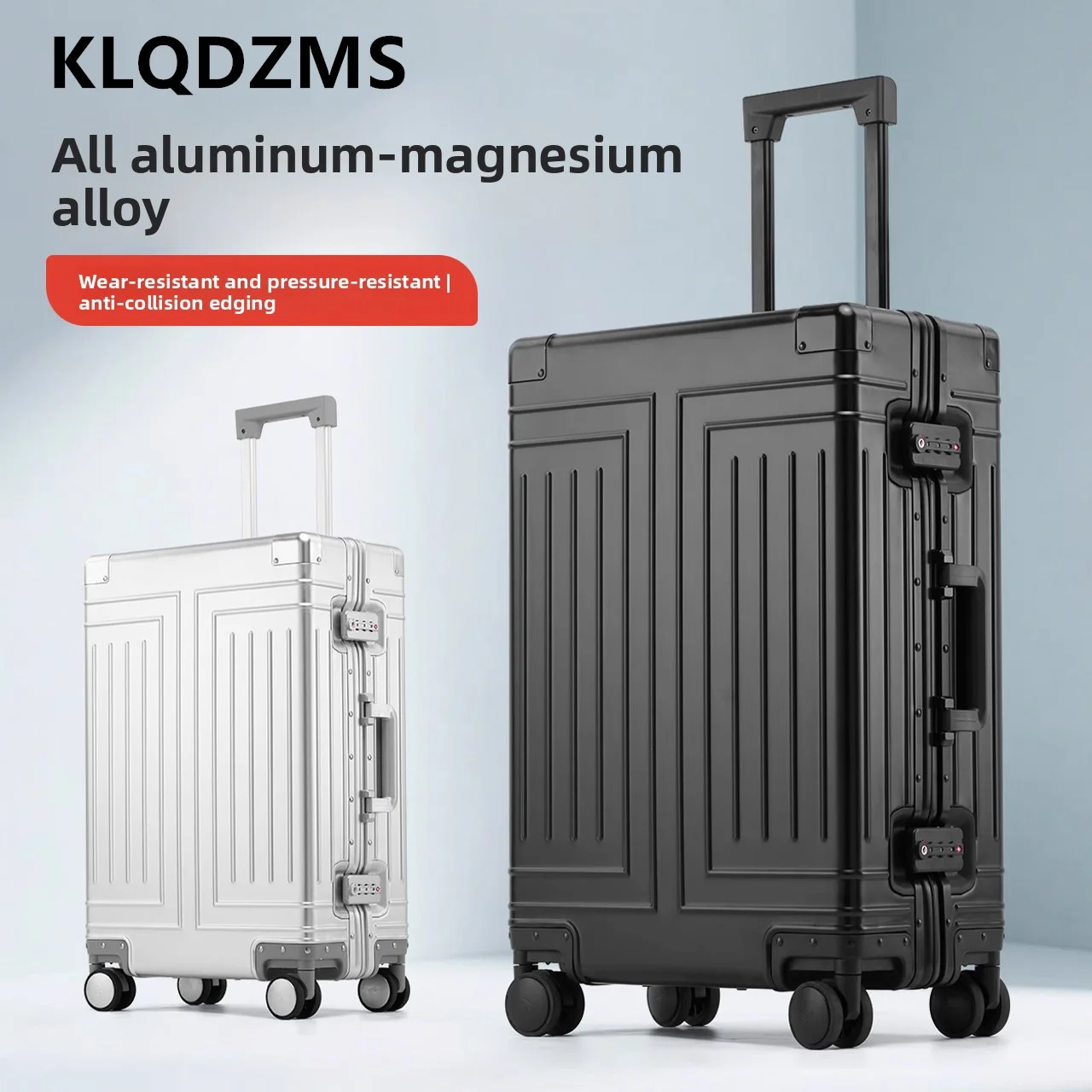 

KLQDZMS Luggage All Aluminum Magnesium Alloy Boarding Box Men's Business Trolley Case 20"24"26"29 Inch Student Cabin Suitcase