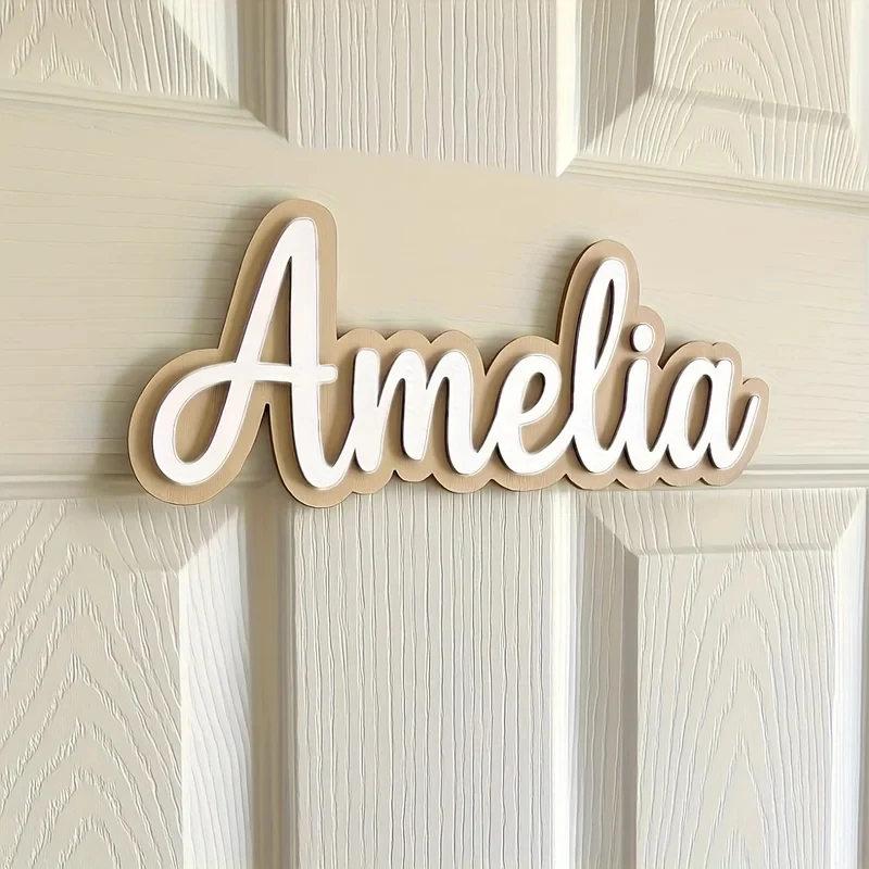 [2D Plane]1pc Customized Personalized Signs, Apartment Number Signs, Nursery Wall Name Signs, Bedroom Name Wooden Signs