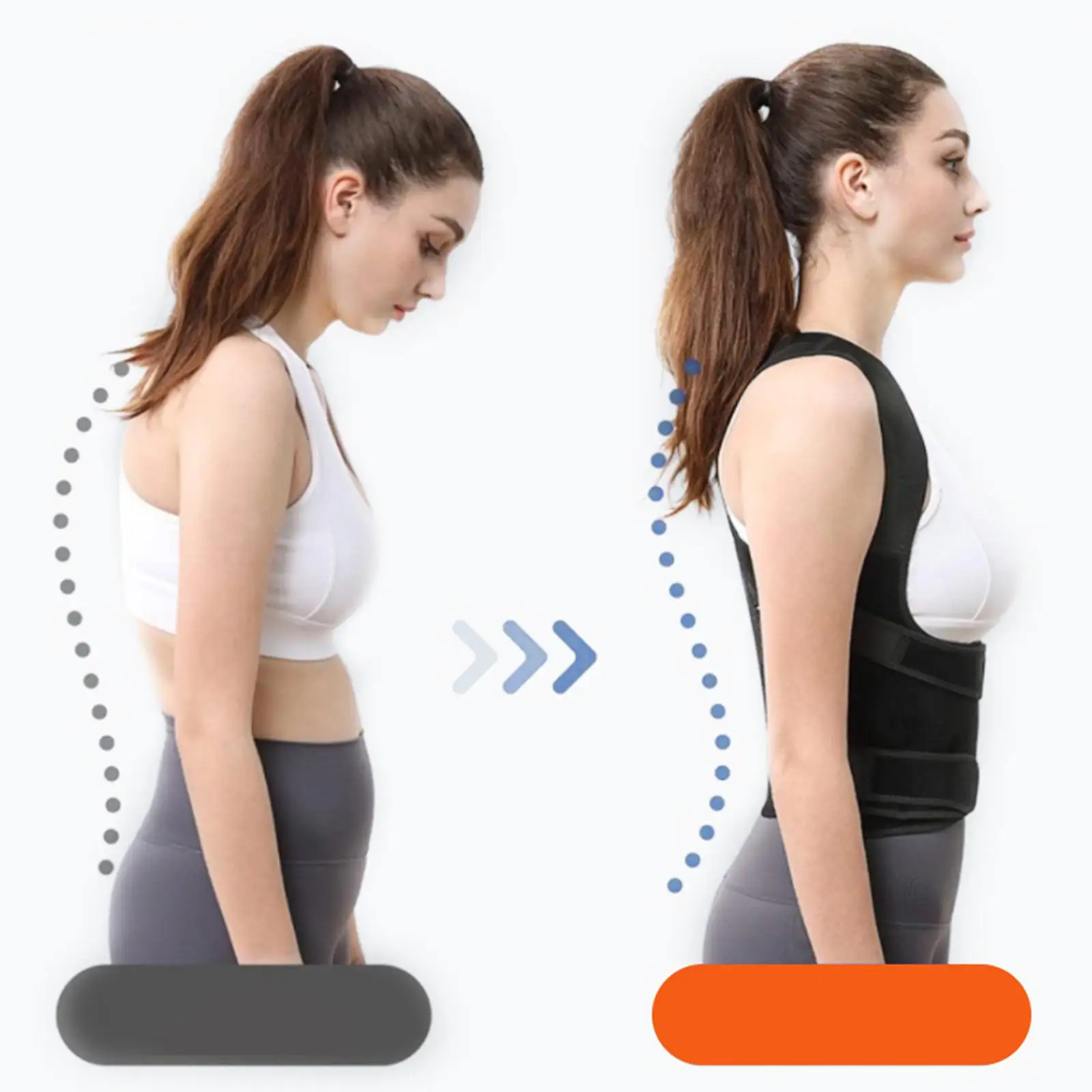 Adjustable Back Support Waist Protection Belt Breathable Posture Correction Strap for Walking and Reading