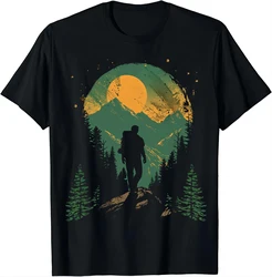 Retro-style Hiker T-shirt with Mountainous Print T Shirts Graphic T Shirts Mens Clothes Tops Camisas Streetwear Ropa Hombre
