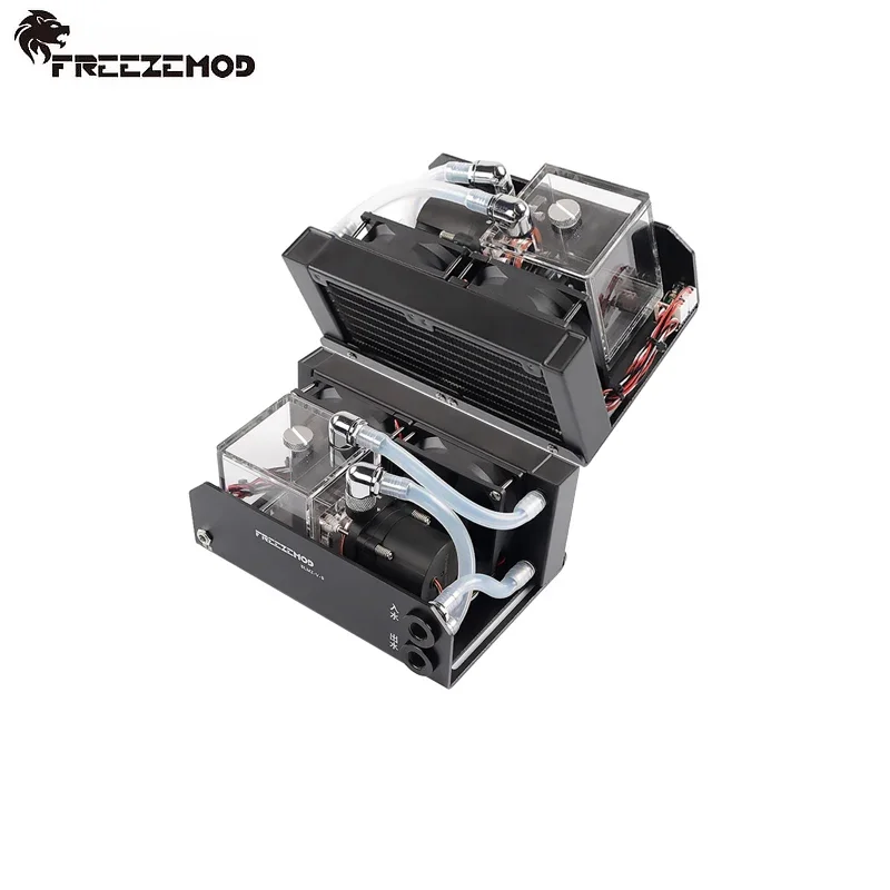 

FREEZEMOD PC External Water Cooling Dock Industrial water-cooled Heat Dissipation Module With Dual Fans 300ML Water Tank 12V/24V