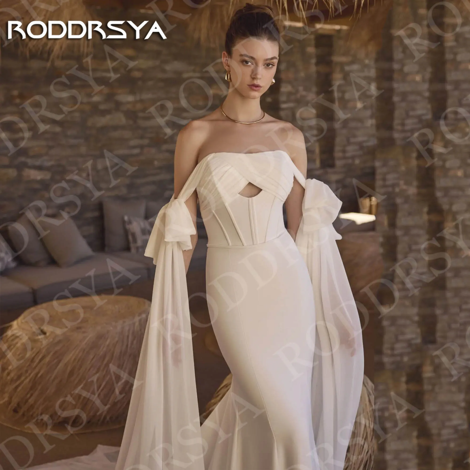 RODDRSYA ง่ายปิดไหล่ชุดแต่งงาน Mermaid Beach Elegant ชีฟองชุดเจ้าสาว Bohemian ที่กําหนดเอง vestido de noiva