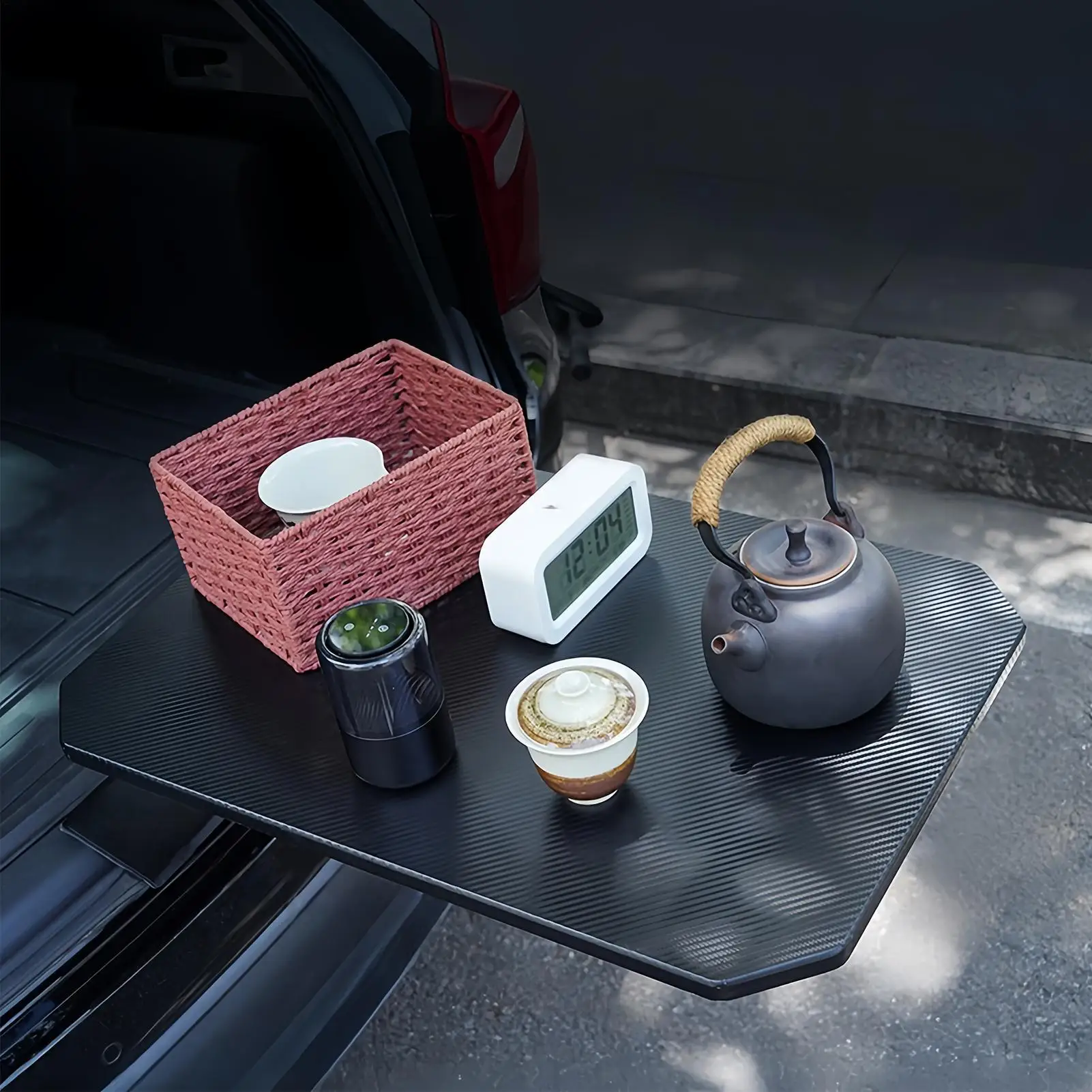 

Универсальный автомобильный столик-поднос из углеродного волокна для багажника, внедорожников, автофургонов, седанов, грузовиков, для кемпинга, рыбалки, пикников