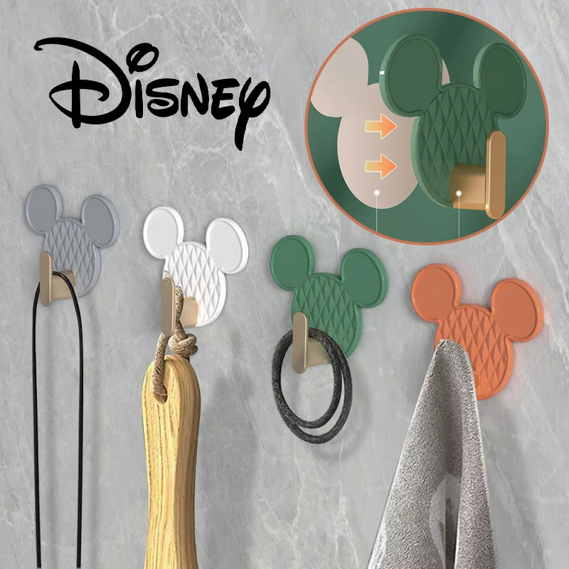 4pcs Disney Mickey Mouse Hooks Cartoon Wall Coat Rack Key Holder Rack Towel Hook Kid Clothes Rack Hanging Hook Bathroom Supplies