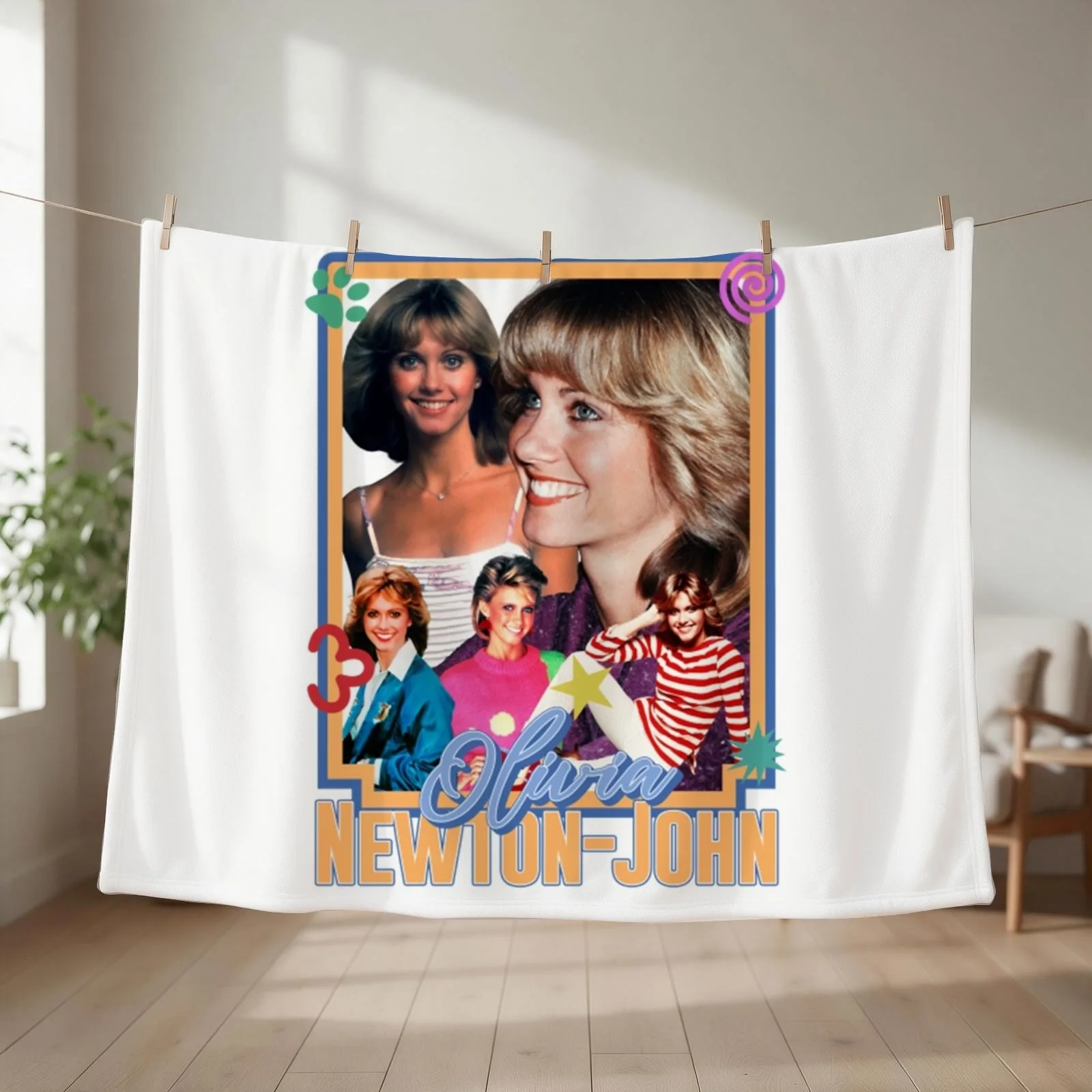 Olivia Newton John Throw Blanket couch cozy soft plush fuzzy picnic outdoor blanket