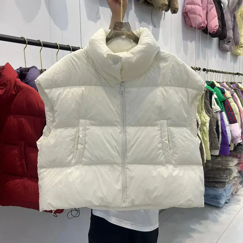 

2025 Autumn/Winter New Women's Down Vest Loose Stand Collar Oversized Tank Top