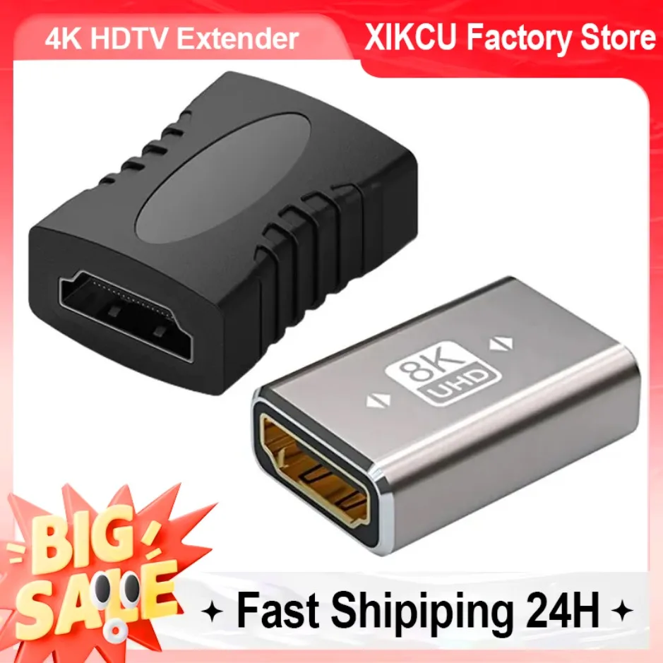 

XIKCU 1-6PCS 4K HDTV Extender Female To Female Converter HD 1080 Extension Cable Cord Adapter For Monitor Display Laptop
