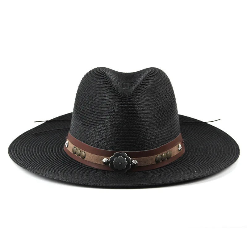 

British-style Fashion Flat-brimmed Sun Hat For Men And Women, Couple's Straw Hat, Outdoor Casual Jazz Hat