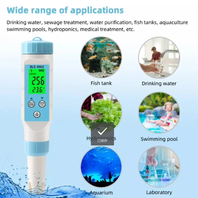 Nick 2026Measureable pH/EC/Temperature Meter Smart Bluetooth 0.01 PH High Accuracy Digital Water Quality Tester Meter with ATC