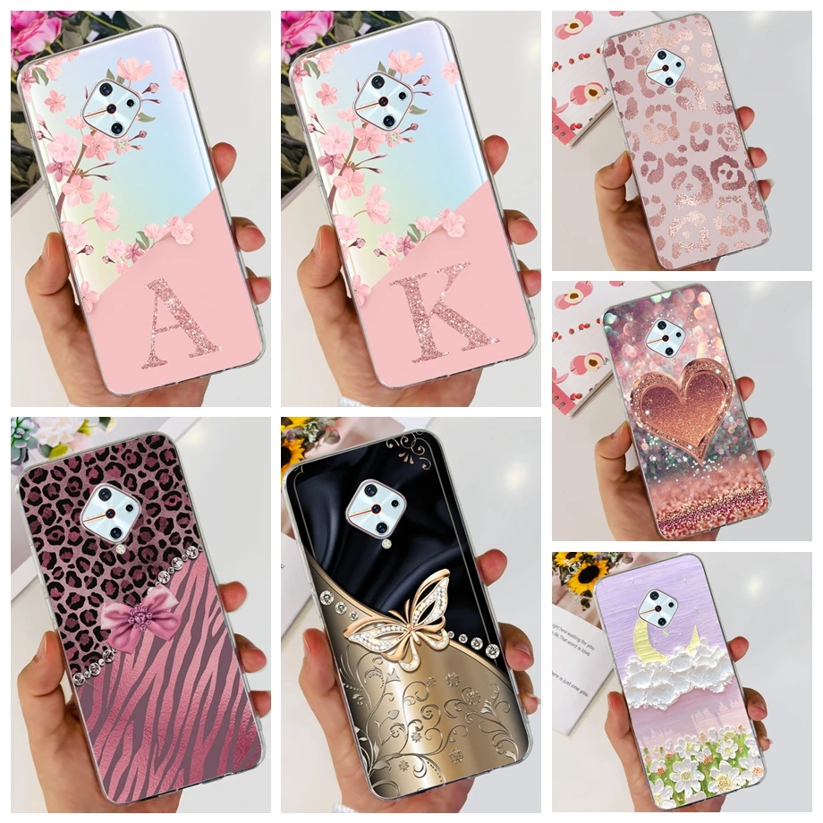 For Vivo V17 (Russia) Case Cover 6.38 inch Silicone Soft Clear Jelly Flower Phone Case for VIVO 1920 V17 v 17 Coque Capa Bumper