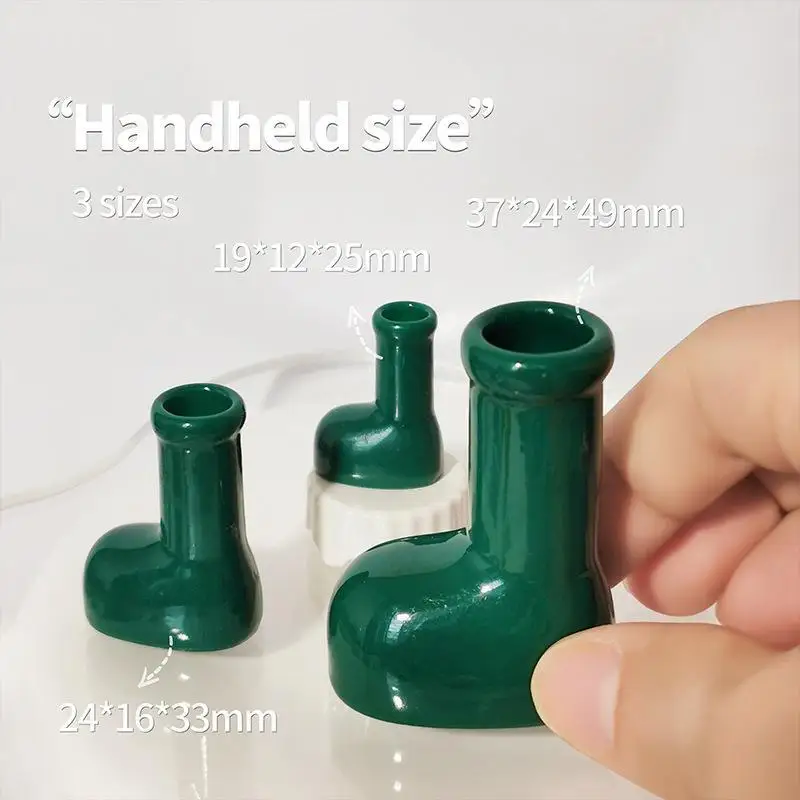 {H} Miniature Christmas Little Red Boots Rubber Vase Creative Dollhouse Desktop Flower Arrangement Accessories Toys
