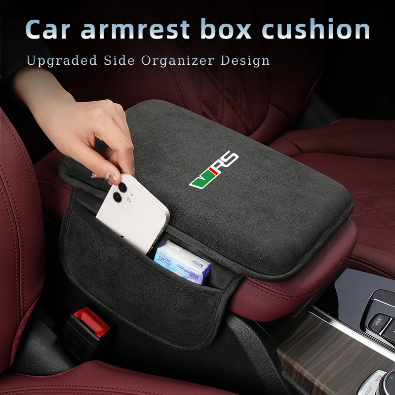 Car Armrest Box Cushion Elbow Storage Mat Console Protector Cover For Skoda VRS Octavia Kamiq Kodiaq Karoq RS Superb Fabia Rapid