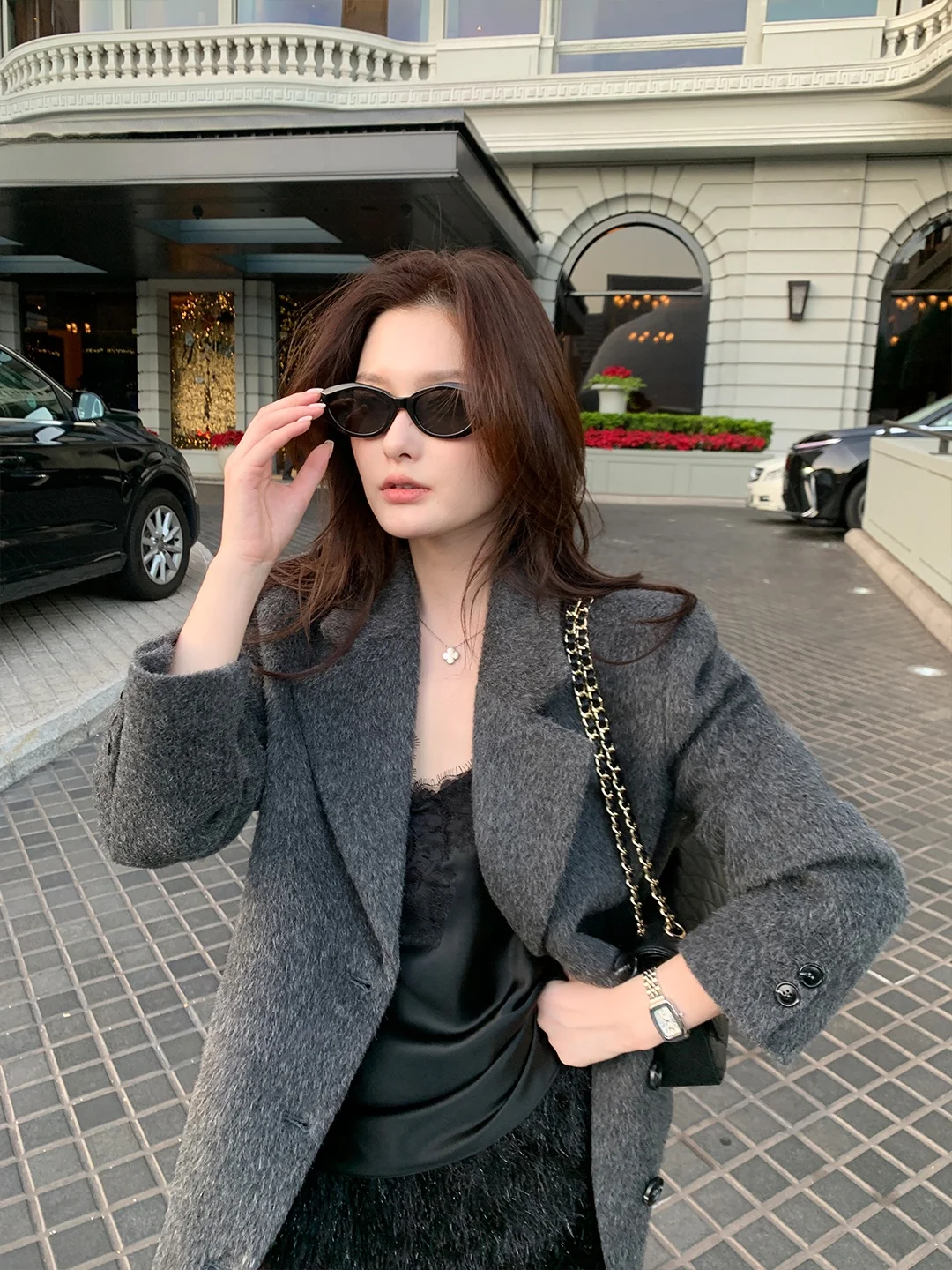 

Maven Lin Premium Woolen Suit Jaet for Women Heavyweight Commute Friendly Ele Long Sve Single Button Closure