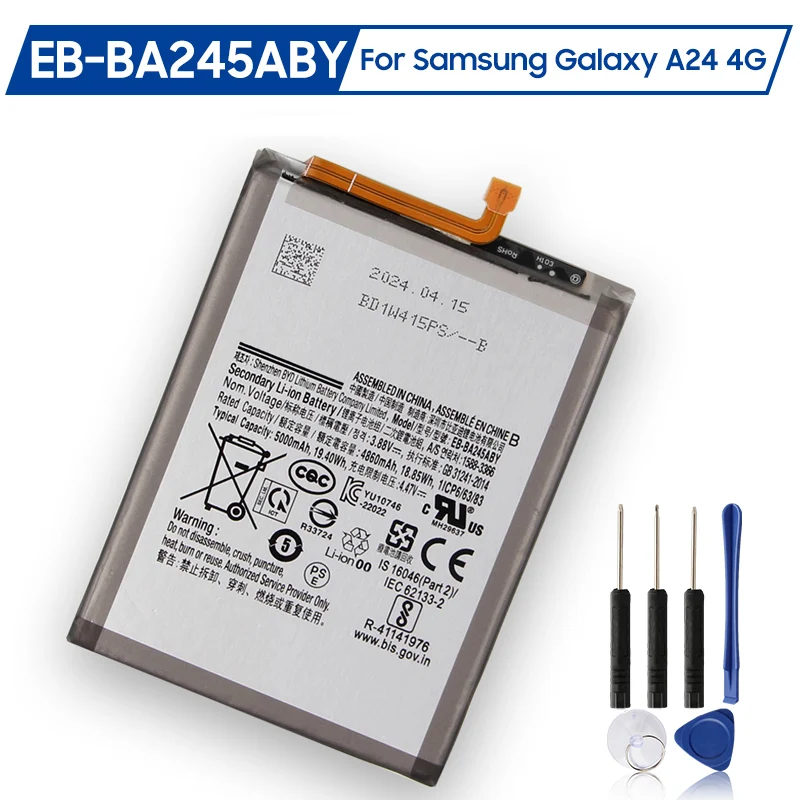 

Replacement Battery EB-BA245ABY For Samsung Galaxy A24 4G A245 SM-A245F Rechargeable Battery 5000mAh Free Tools