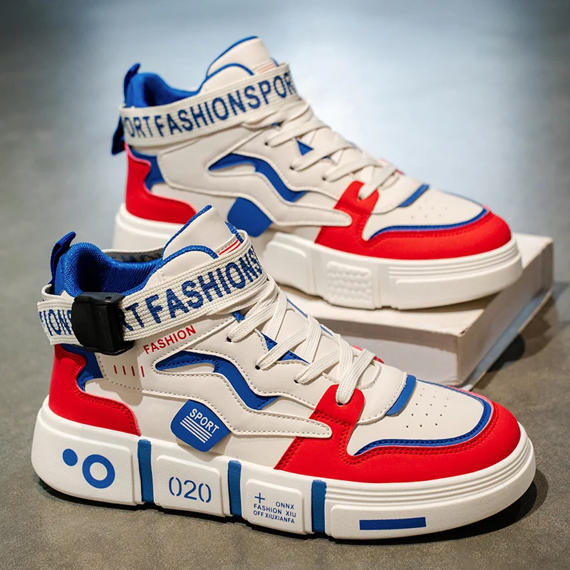 

Мужские туфли для доски 2025 Новые высокие кеды на толстой подошве Уютная противоскользящая спортивная обувь на плоской подошве Удобная уличная прогулочная обувь для мужчин