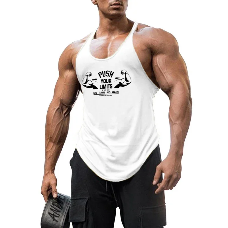Gym Tank Top Men Fitness Clothing Cotton Bodybuilding Stringer Singlets for Male Sleeveless Vest Shirt Muscle Workout Tanktop