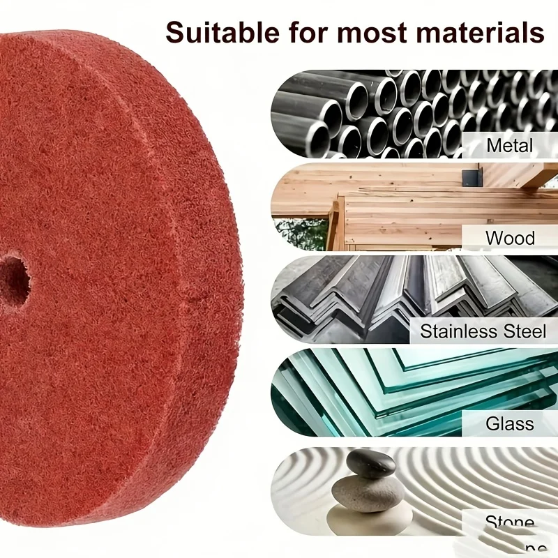 

2pc 3-Inch Red Fiber Polishing Wheel Wear Resistant Replacement Grinding Wheel Durable Buffing Disc Metal Wood Surface Polishing
