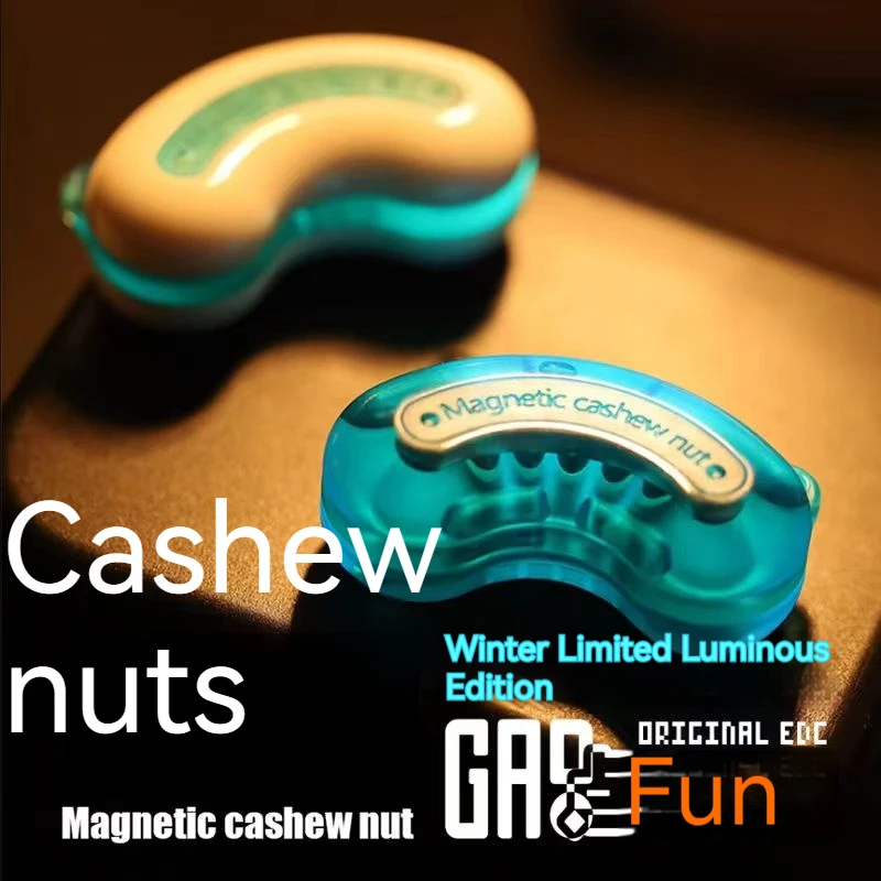 GAO STUDIO EDC Winter Ice Blue Magnetic Cashew Nut Luminous Fidget Slider  And Waterproof Push Slider Fidget Toys