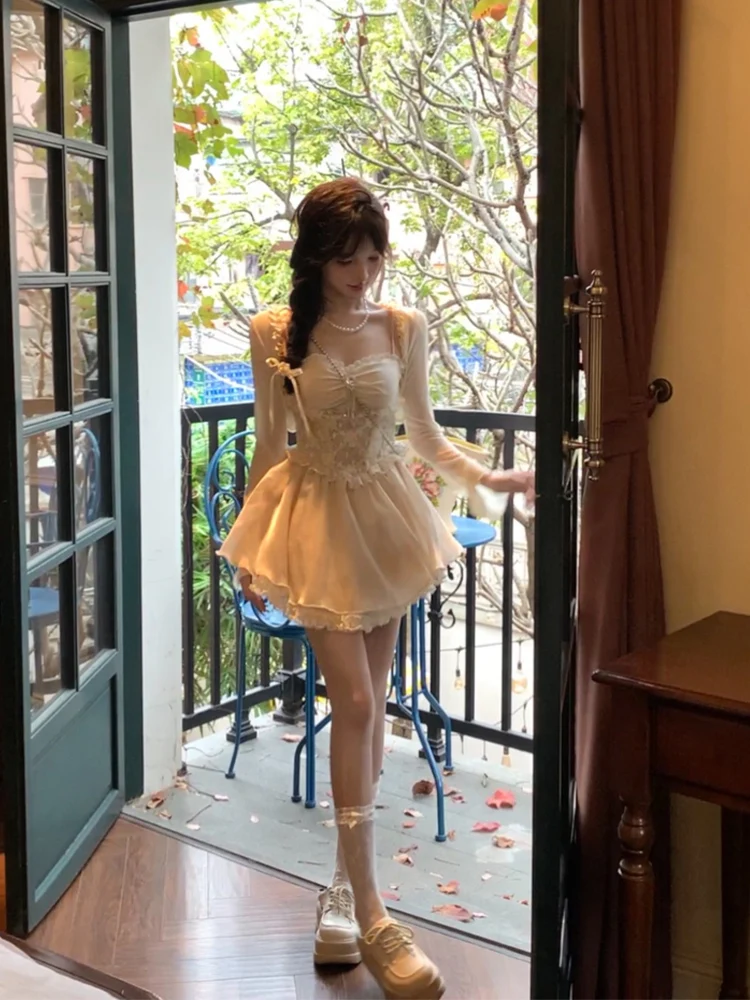 

plus Size Lace Paneling Sexy Strap Dr Women Spring Sweet Princ Skirt High Waist A-Line ort Dr One-Piece Suit