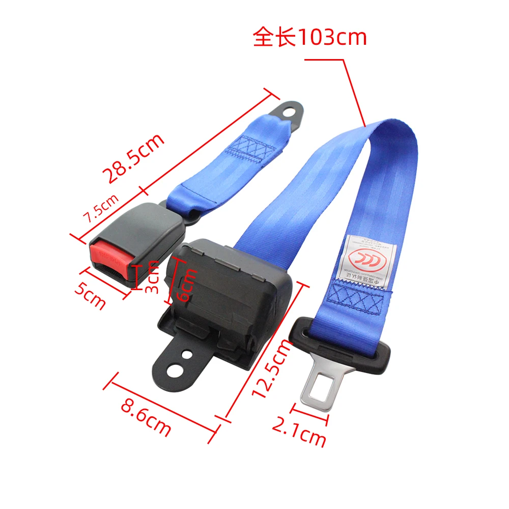 2 Point Universal Car Safety Belts Adujstable Seat Belt Automatic Telescopic Lock Buckle Retractors Universal Blue Car Belt