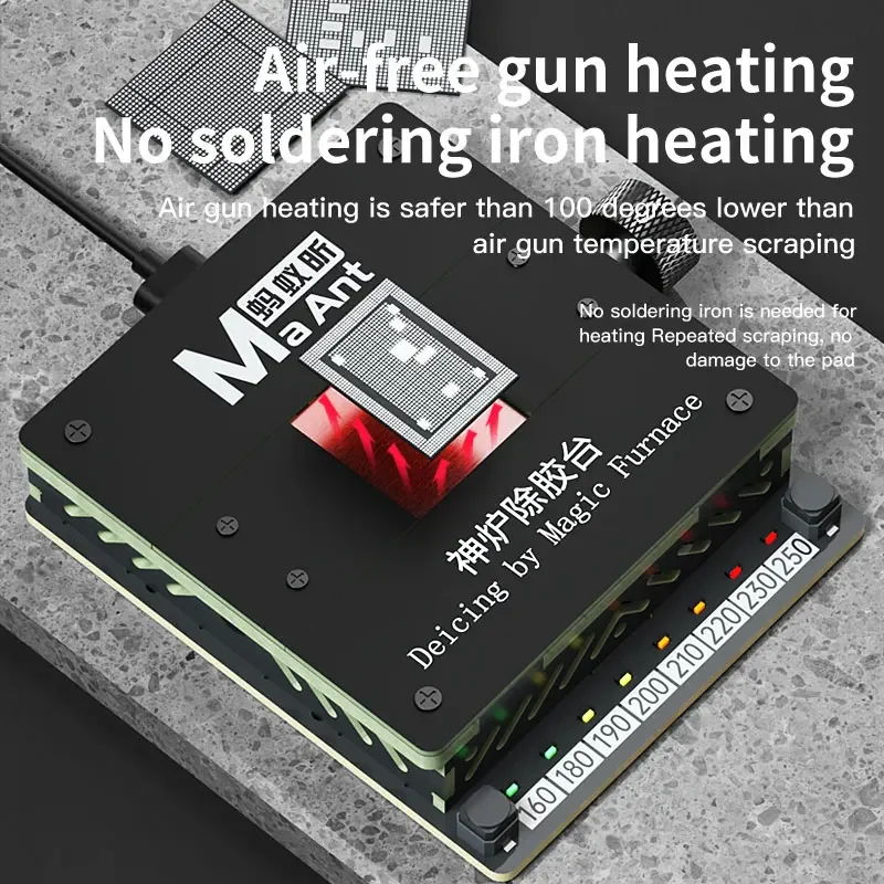 

MaAnt SL-2 CPU Heating Platform Magical Degumming Station For Mobile Phone IC CPU Heating Glue Removal Solder Removal BGA Reball