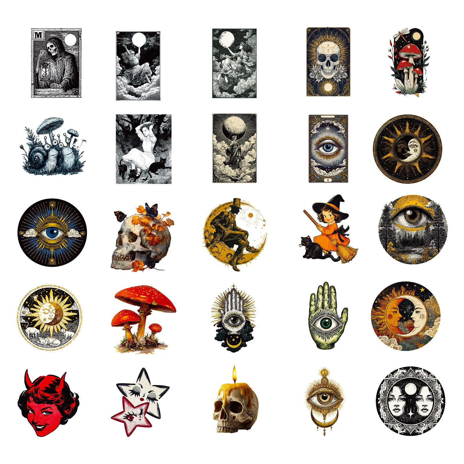 50 قطعة ملصقات القوطية الغامضة الساحرة القمر مخيف ملصقات صناعة يدوية سكيت دراجة نارية حقيبة ديكور الهاتف المحمول الشارات