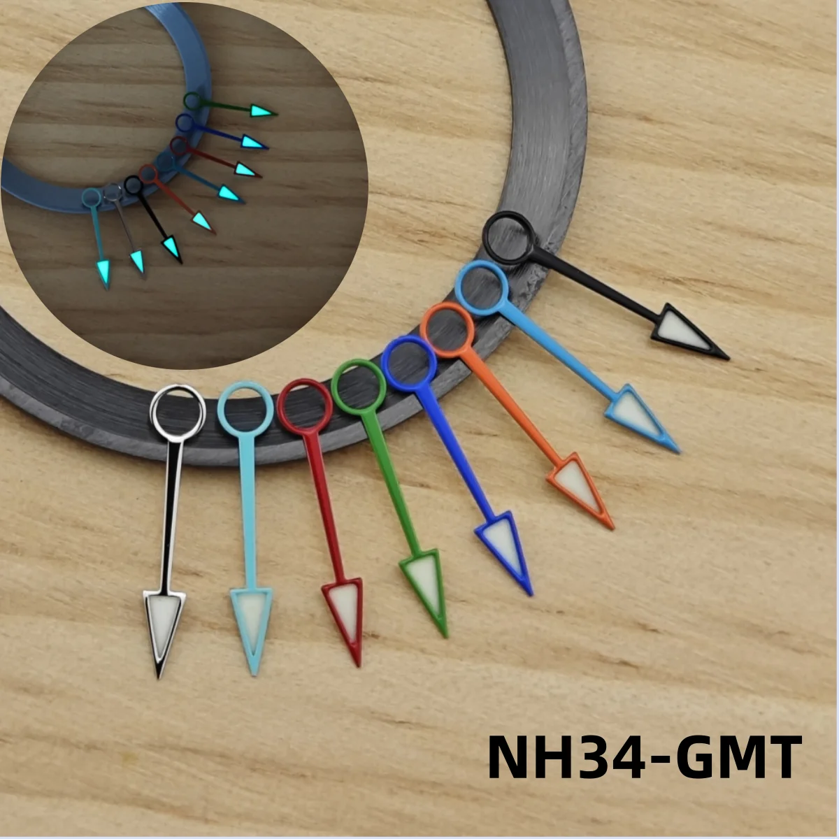 NH34 pointer GMT pointer BGW9 strong blue night light NH34 GMT two-point needle modification using size 13mm