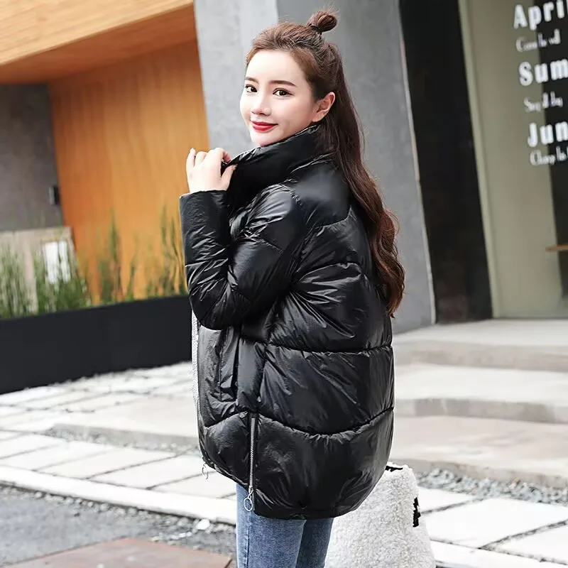 Cotton Jacket Women's Short Style 2025 Winter Large Size Bright Down Cotton Jacket Women's Short Style Winter New Korean Version