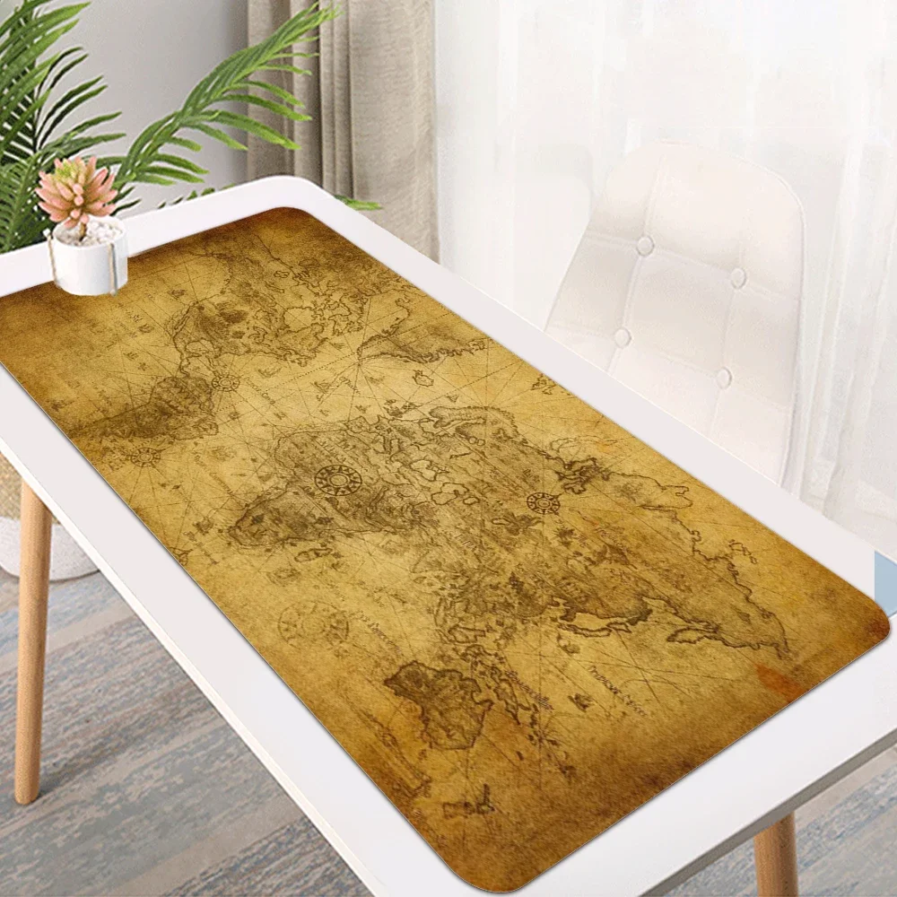 Mairuige Old World Map Large Gaming Lock Edge Mouse Mat Keyboard Pad Desk Mat Table Mat Gamer Mouse Pad for Laptop Notebook Lol