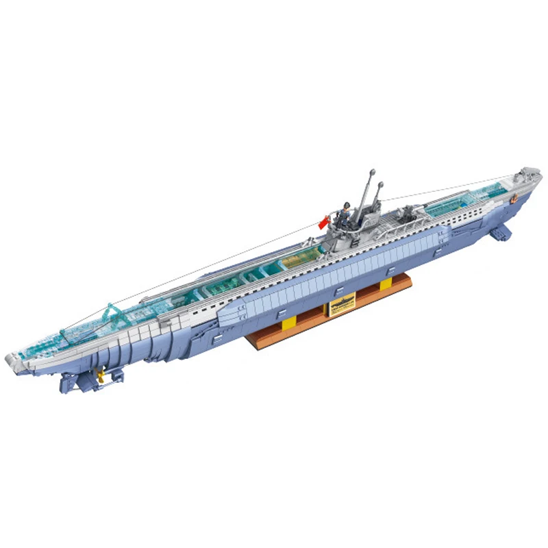 

Немецкие военные ботинки Untersee, большие U-образные подводные лодки, строительные блоки, оружие WW2, кирпичи, игрушки, модель