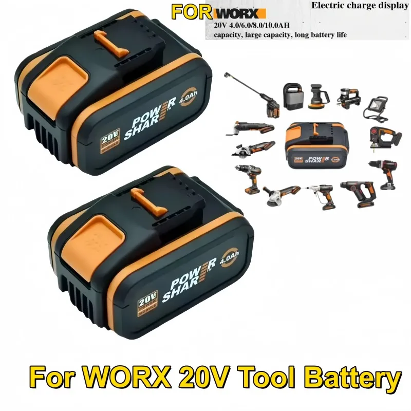 

For Worx 20V 4.0/6.0/8.0Ah Lithium Battery Rechargeable WA3553 WA3551 WA3553.1 WA3570 for All WORX Electric and Garden Tools New